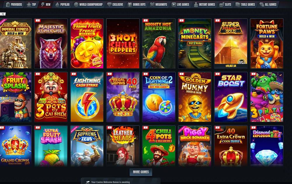 Glorion slots lobby — Thunderline Express, Royal Strike, Hot Step 2 Extreme and more
